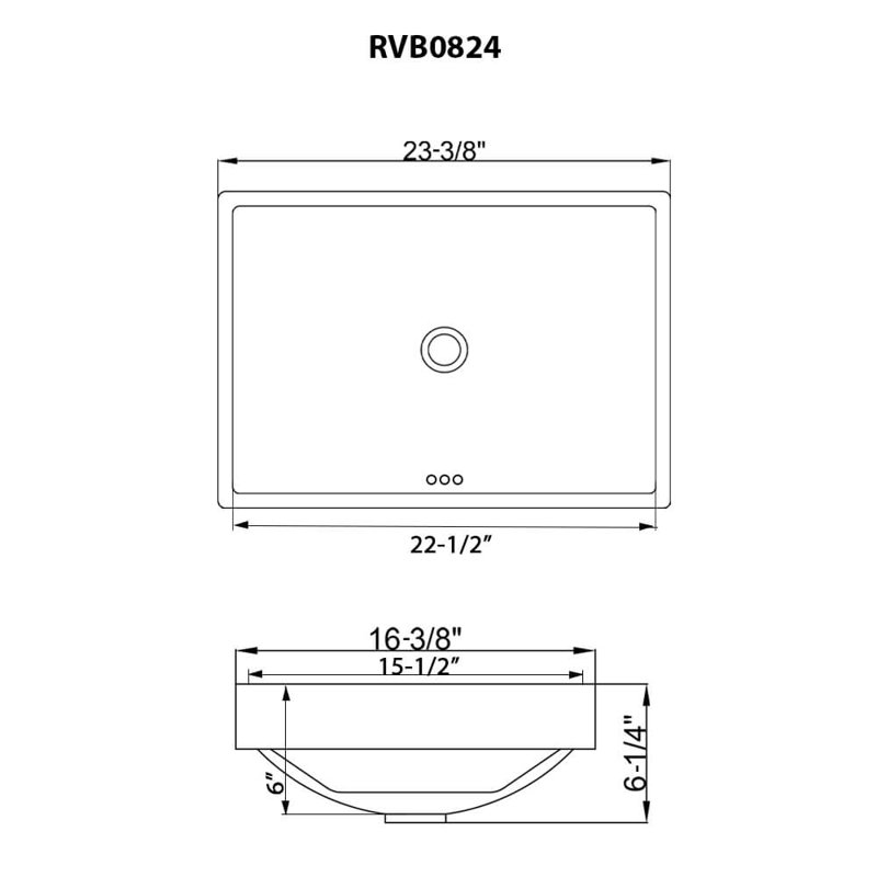Ruvati 16.37'' Porcelain Ceramic Rectangular Bathroom Sink with Overflow