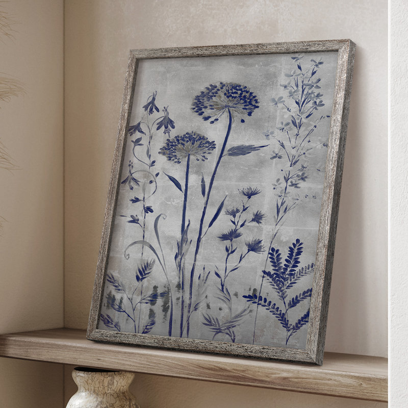 Silver Botanicals II V30, reproduction d'art encadrée - bois massif