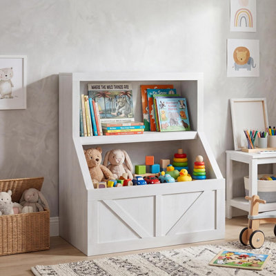 Rangement pour jouets et étagère à livres, armoire en bois pour tout-petits avec rangement