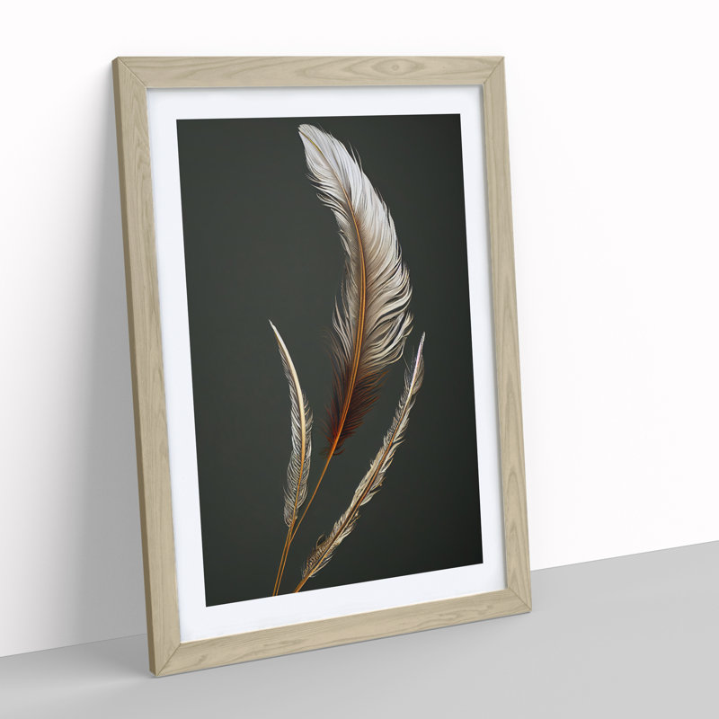 Angel Feathers - Wall Art, 34cm H x 25cm W, Oak Framed