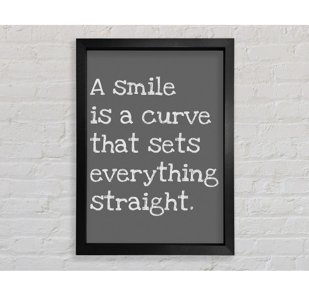 Rockvale Motivational Quote Smile Is A Curve Grey Framed Print Wall Art