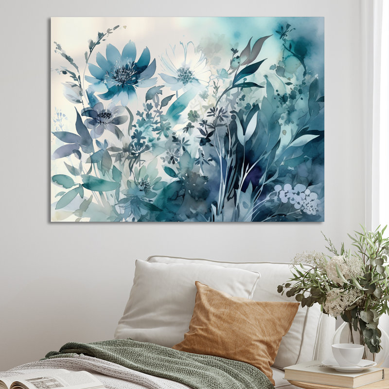 Vert feuille veines II - imprimé, H 12 po x l 20 po x P 1 po, Toile tendue