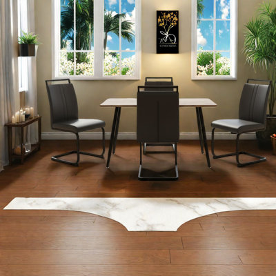 Modern Dining Table Sets With Black Mdf, Metal, Compact For Kitchen