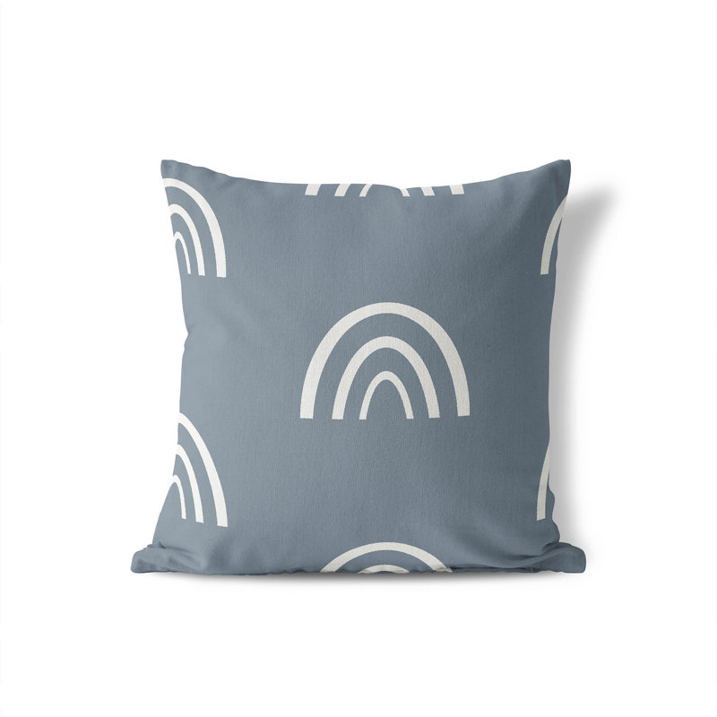 Coussin Plain Bows, Bleu / Ivoire, H 26 po x l 26 po