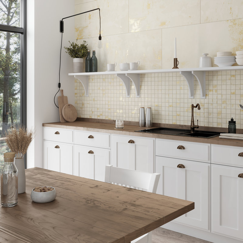Aureate 20" x 39" Porcelain Marble Look Wall & Floor Tile, Beige