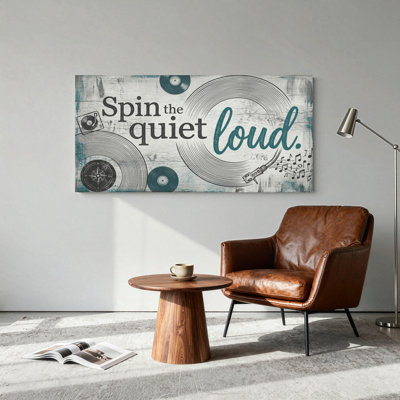 Ensemble de 1 tableau sur toile représentant des disques vinyles