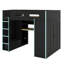 Lit mezzanine double en bois avec poste de travail intégré, garde-robe, rangement spacieux et éclairage DEL-704552412