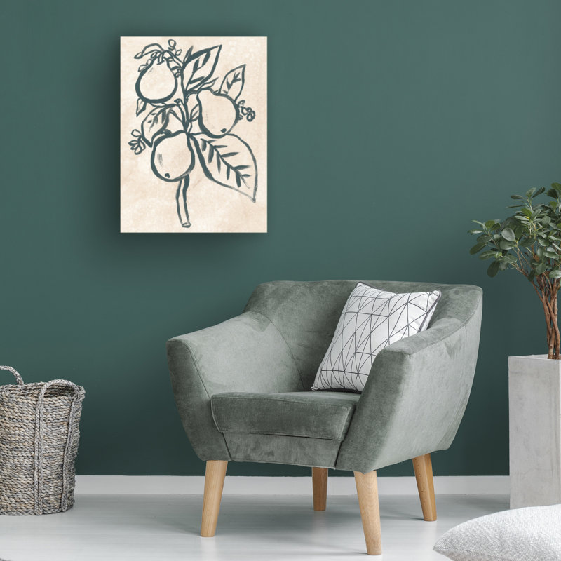 Bolognaise "Ink Pear Branch II" sur, H 19 po x l 14 po