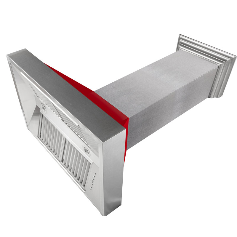 30" Fingerprint Resistant Stainless Steel Range Hood with Fingerprint Resistant Shell (8654SN-30), Red Gloss