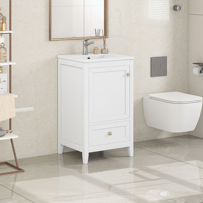 Meuble-lavabo de salle de bain avec lavabo en céramique