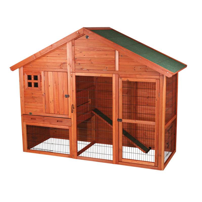 Large Glazed Pine 2-Story Outdoor Guinea Pig Hutch