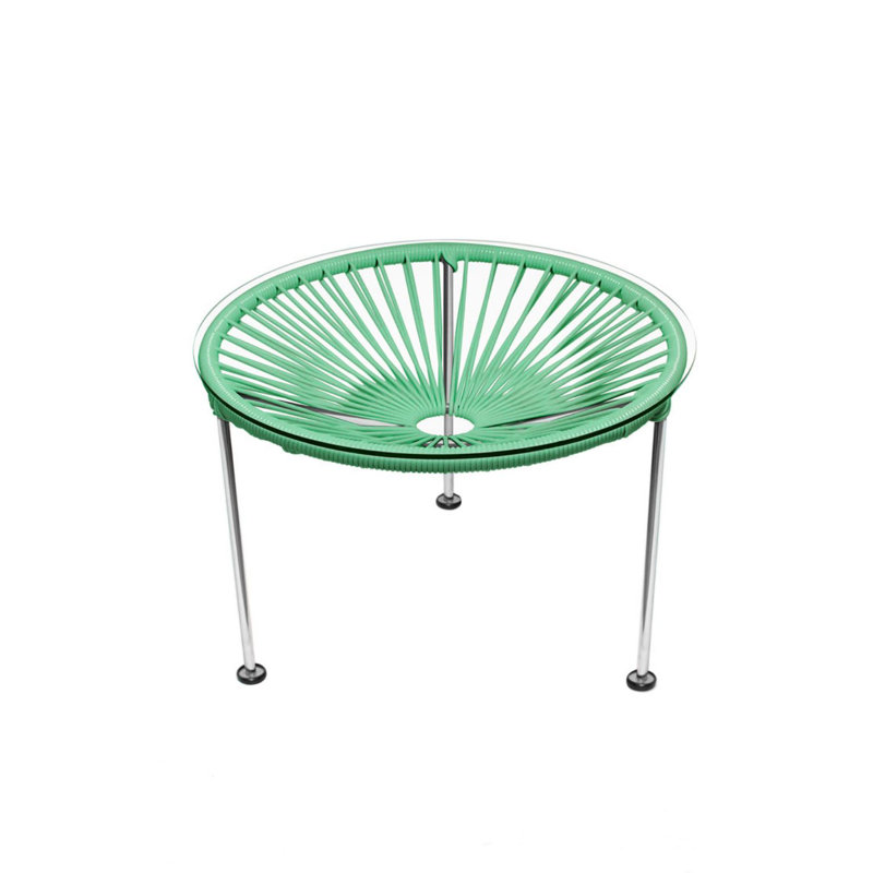 Zicatela Indoor Handmade Coffee Table, Chrome, Seafoam