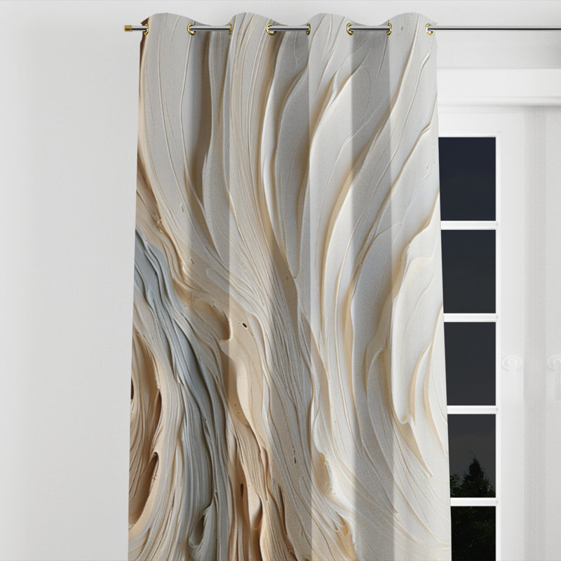 Strout - Champagne Grommet Curtain - Room Darkening Abstract Curtain - 1 Panel, 52" W x 84" L, Golden Grommets
