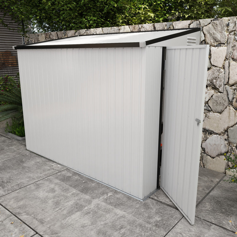 Remise en métal 4 po x 7,7 po - Rangement verrouillable avec évents. Pour les outils de jardin, les vélos. Acier galvanisé, blanc, convient à la cour, au patio, au rangement pour la pelouse et à 2 tondeuses. Pour pelouse, patio