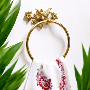 STYLENT DECOR Solid Brass Bird Towel Ring Bathroom Accessories Retro Hardware Bath Towel Holder Robe Hook Wall Mounted Vintage
