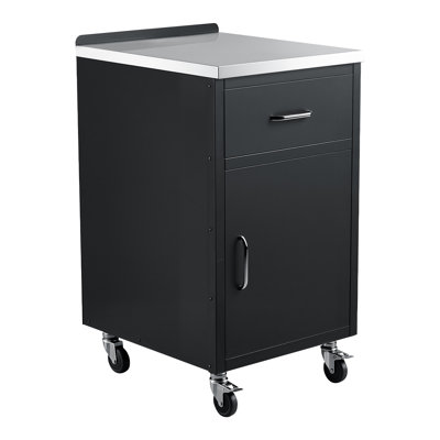 Outdoor Prep Cabinet, 20"W x 37"H x 23"D, 304 Stainless Steel Worktop, Ideal for BBQ Island Storage, Patio Bars, and Grill Stations with Handle, Built-In Drawers for Organizing Cookware Accessories