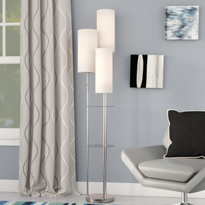 173cm Satin Steel Traditional Floor Lamp