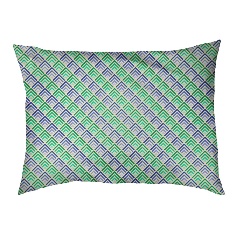 Coussin d'extérieur pour chien Campion, Moyen (L 29,5 po x P19,5 po x H 9,5 po), Jaune / vert / denim