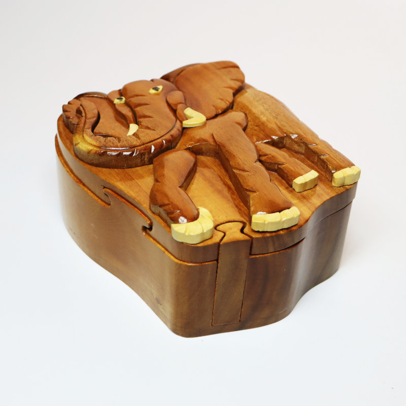 Boîte à énigmes en bois Intarsia