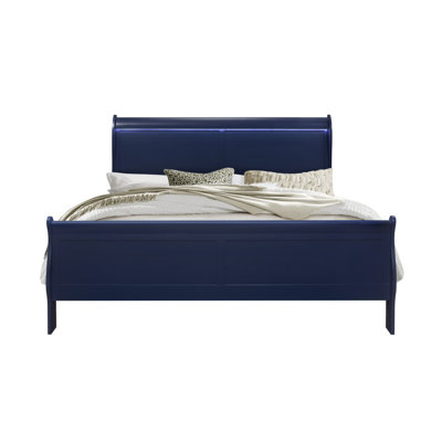 CHARLSTON BLUE KING BED WITH LED