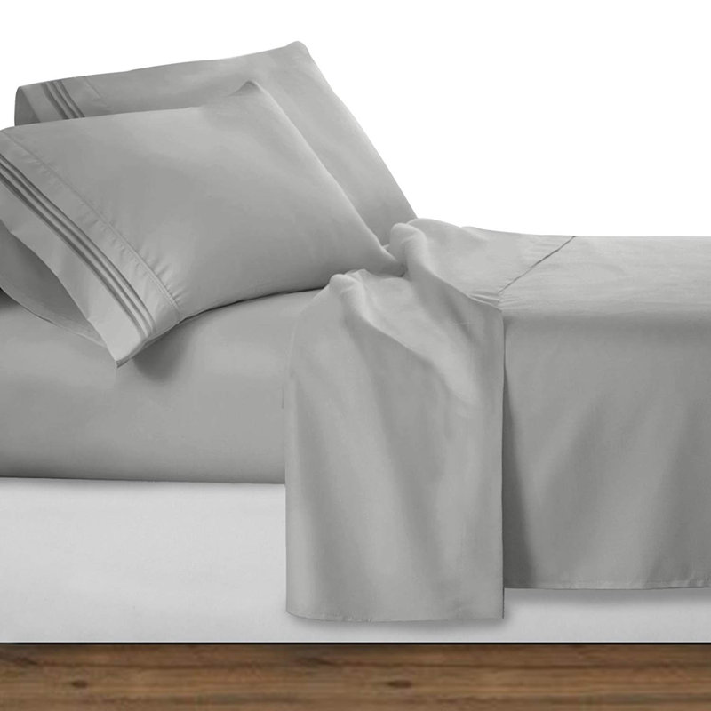  1500 Thread Count Microfiber Sheet Set, King, Silver Gray