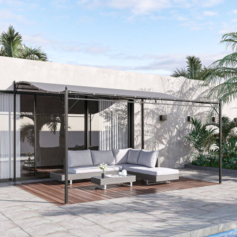 Pergola près de la piscine - élégante et fonctionnelle, Gris, H 100 po x l 155,5 po x P 117 po