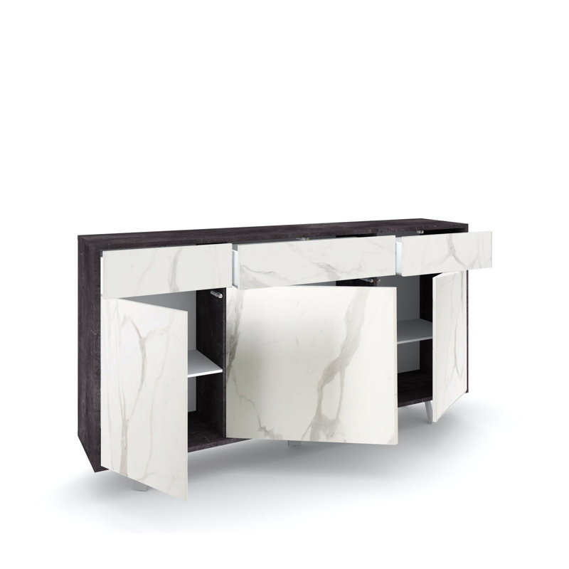 Dairis 416.56cm Sideboard, Black Stone/Calacatta