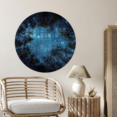 Superbe art mural en verre vue de nuit paysage de forêt avec un beau ciel étoilé idéal pour cadeau personnalisé pour maman