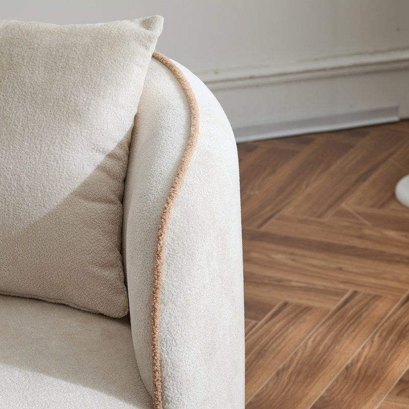 Canapé incurvé Coral de 82 pouces avec coussins épais et structure robuste pour des espaces de vie élégants, Beige