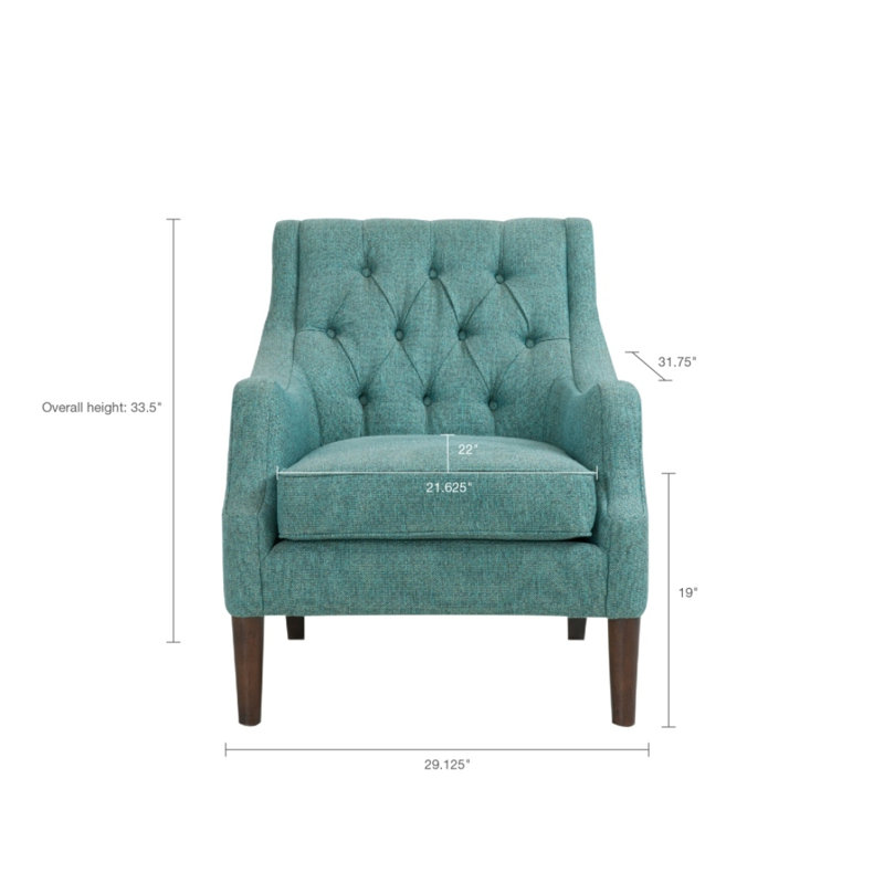 Fauteuil d'appoint capitonné, Sarcelle