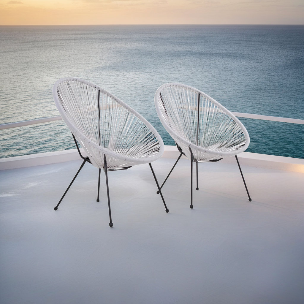 George Oliver Modern Acapulco-Style String Chair Set - Powder-Coated ...