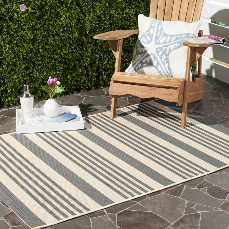 Camellia Striped Hand Woven Indoor / Outdoor Area Rug, Rectangle 122 x 170 cm