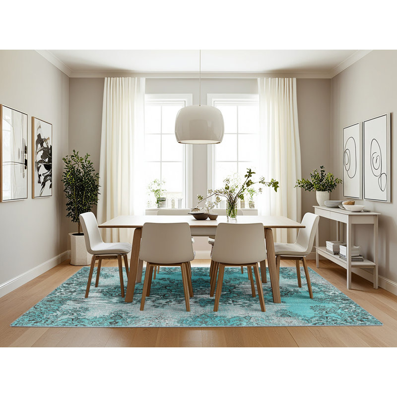 Tapis oriental bleu / gris, Rectangle 7 pi x 10 pi