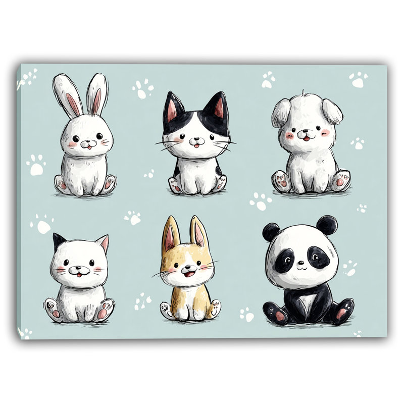 Collection «Cute Animal Friends» - Art mural sur toile tendue, H 16 po x l 24 po