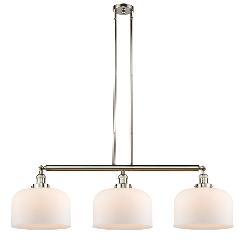 Bell - Luminaire suspendu pour îlot de cuisine 3 lumières 41 ", Boîtier blanc mat, Ampoule à DEL rétro de 6 watts