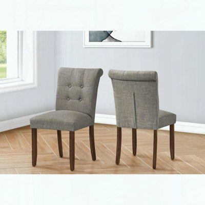 Ensemble de 2 chaises de salle à manger modernes - tissu gris - pieds en bois de noyer - hauteur de 38 po