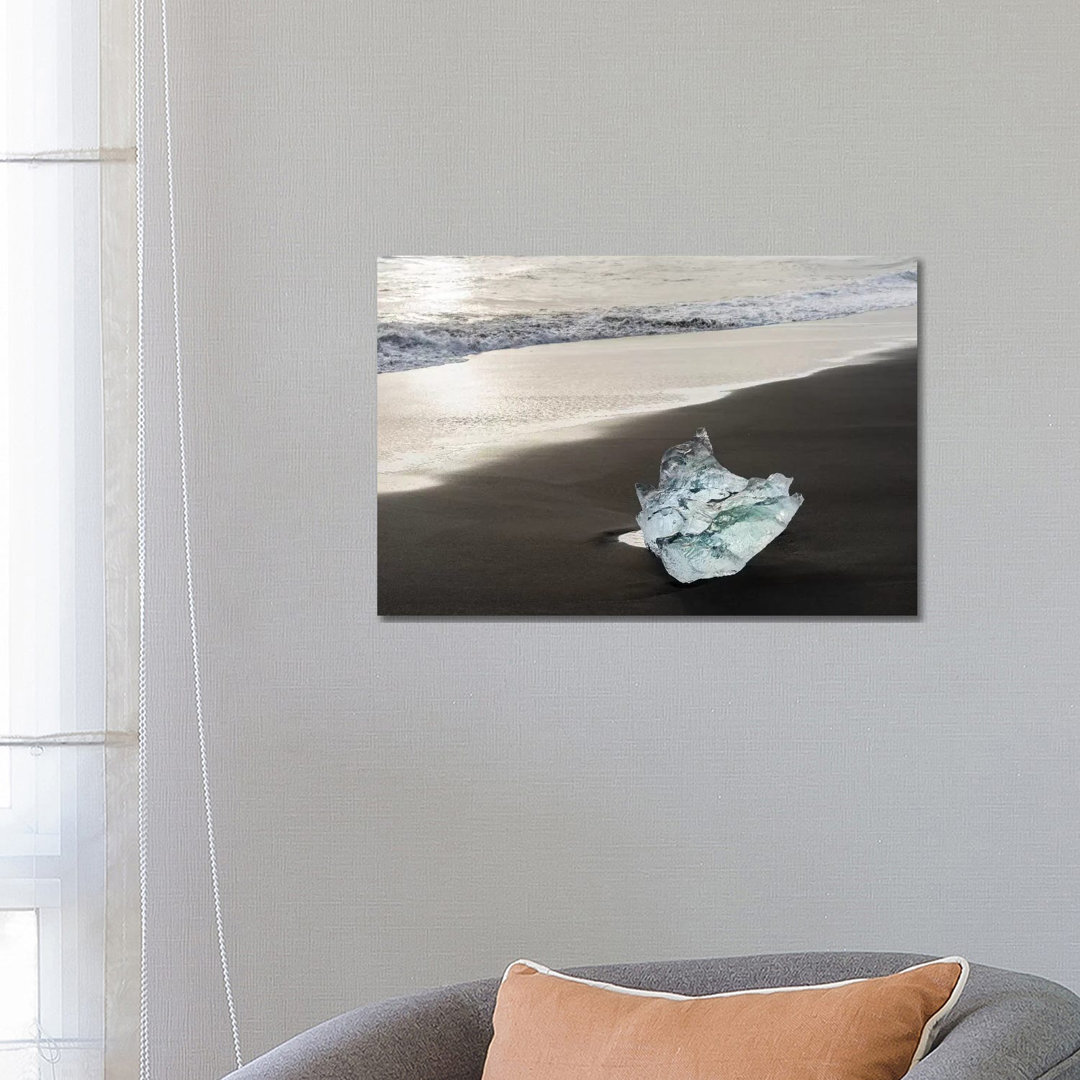 Icebergs On A Black Volcanic Beach V, Vatnajokull National Park, Iceland by Martin Zwick - Wrapped Canvas Print