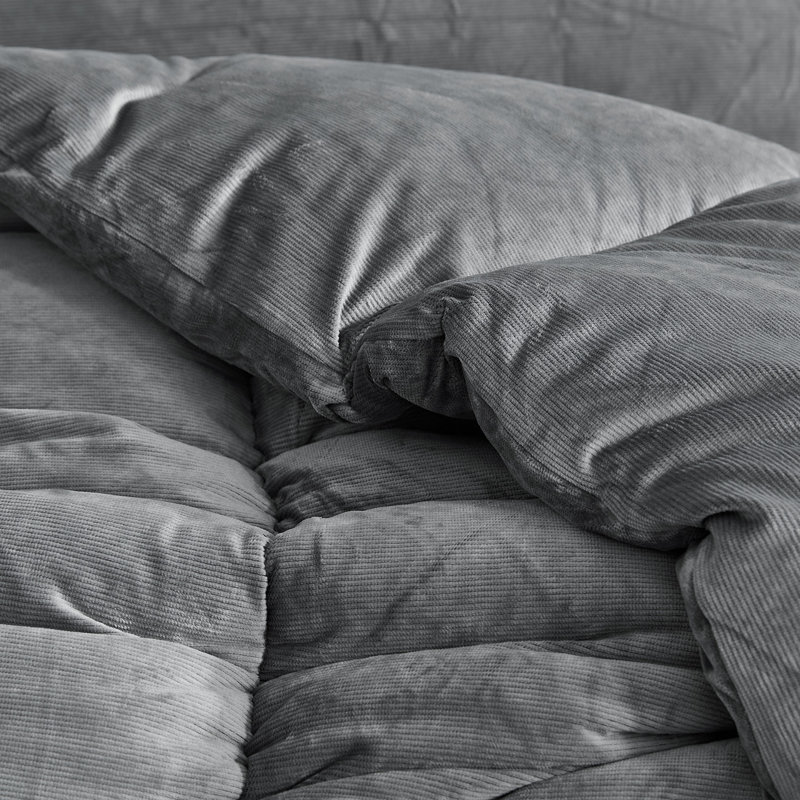 Coma Inducer Bedding, California King Comforter + 4 King Pillow Shams, Gray