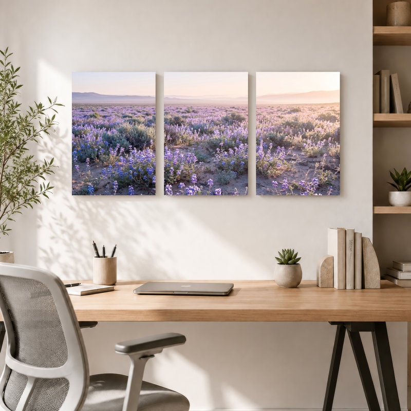 Ensemble de 3 tableaux sur toile « Fleurs du désert » pour la décoration du salon et de la chambre., 2436