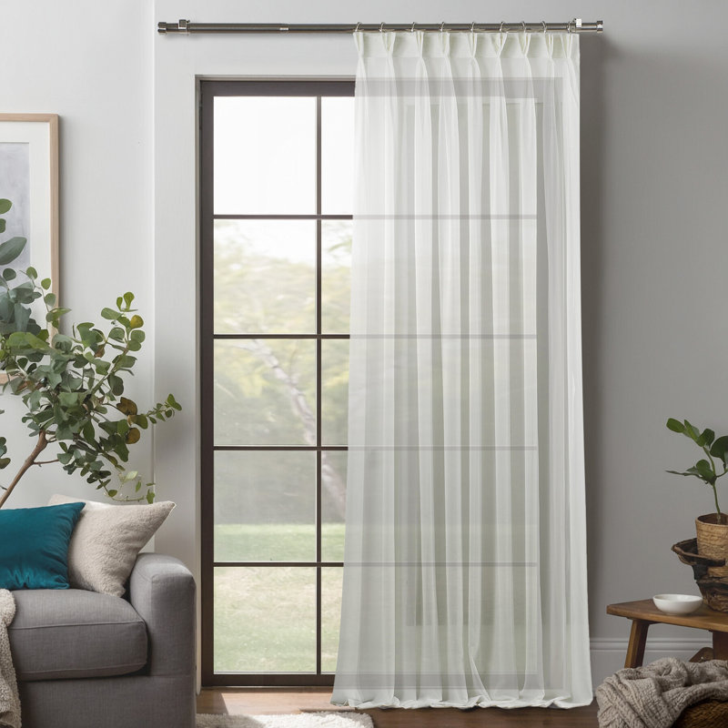 Sheer Single Curtain Panel, 65cm Width x 265cm Drop, Off-White