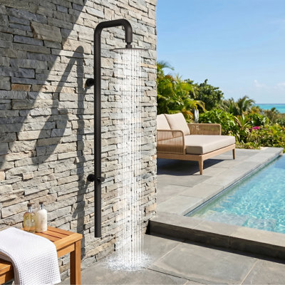 63"H 316 Stainless Steel Robust Wall-Mounted Outdoor Shower