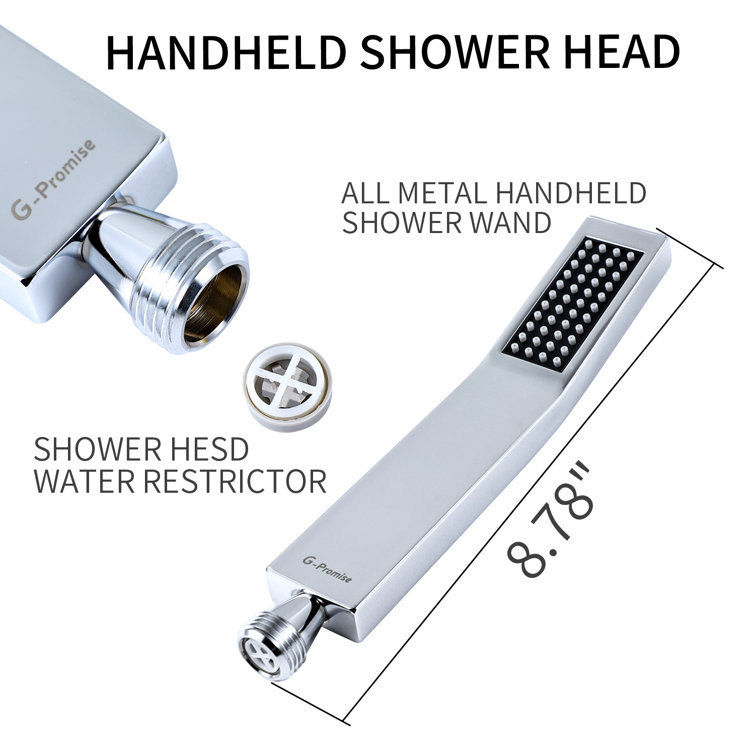 G-Promise All Metal 10 Inch Rain Shower Head with 13 Adjustable Extension  Arm