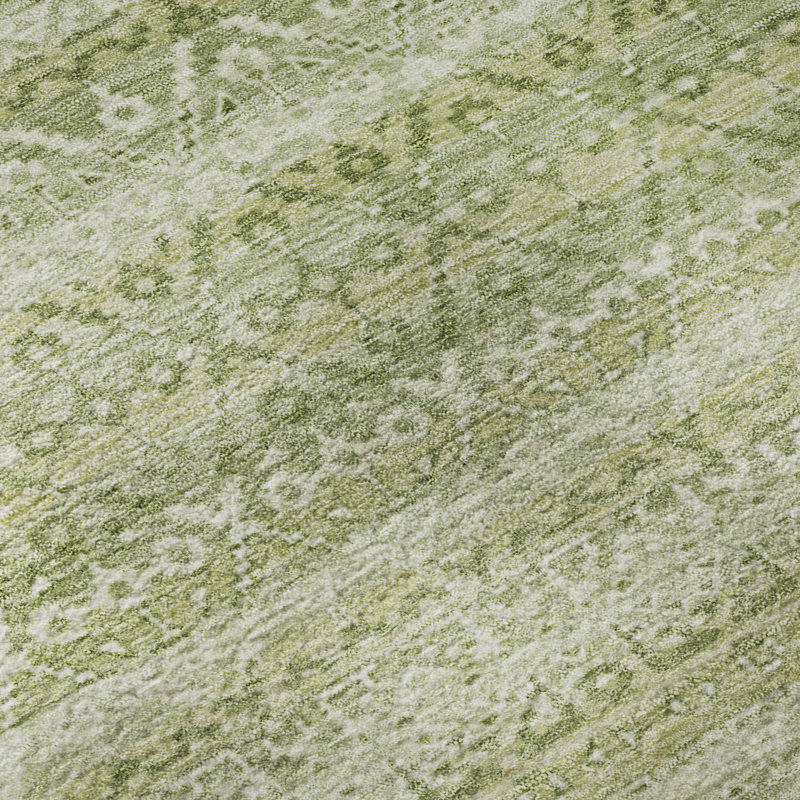 Premium Machine Washable Mayfield AMF2101 Striped Rug, Sage, 8' Round