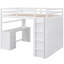 Lit mezzanine blanc avec tiroirs, bureau et garde-robe blanc fonctionnel Maximisez la fonctionnalité de l'espace. Cadre en bois massif. Aucun sommier tapissier requis. Capacité de poids de 600 lb.