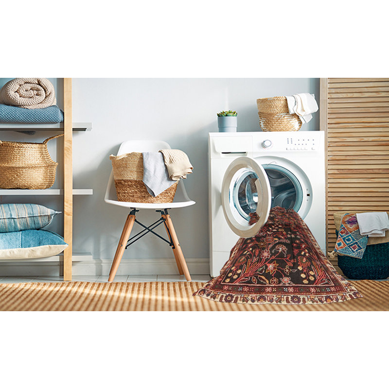 Tapis traditionnel 100% lavable à la machine 4387, Rond 6 pi