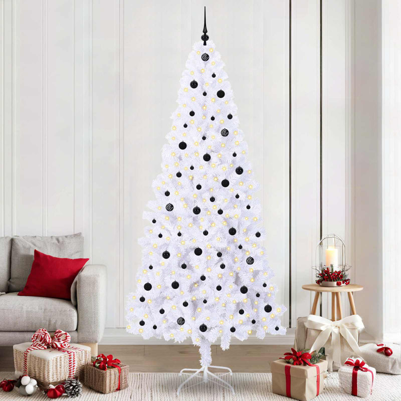 Lighted Artificial Christmas Tree, Black, 240cm H
