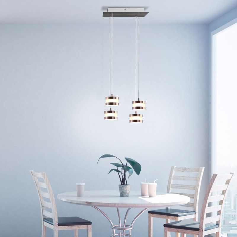 Luminaire suspendu tambour en grappe 4 lumières Karter, Nickel, H 2 po x l 12 po x P 12 po