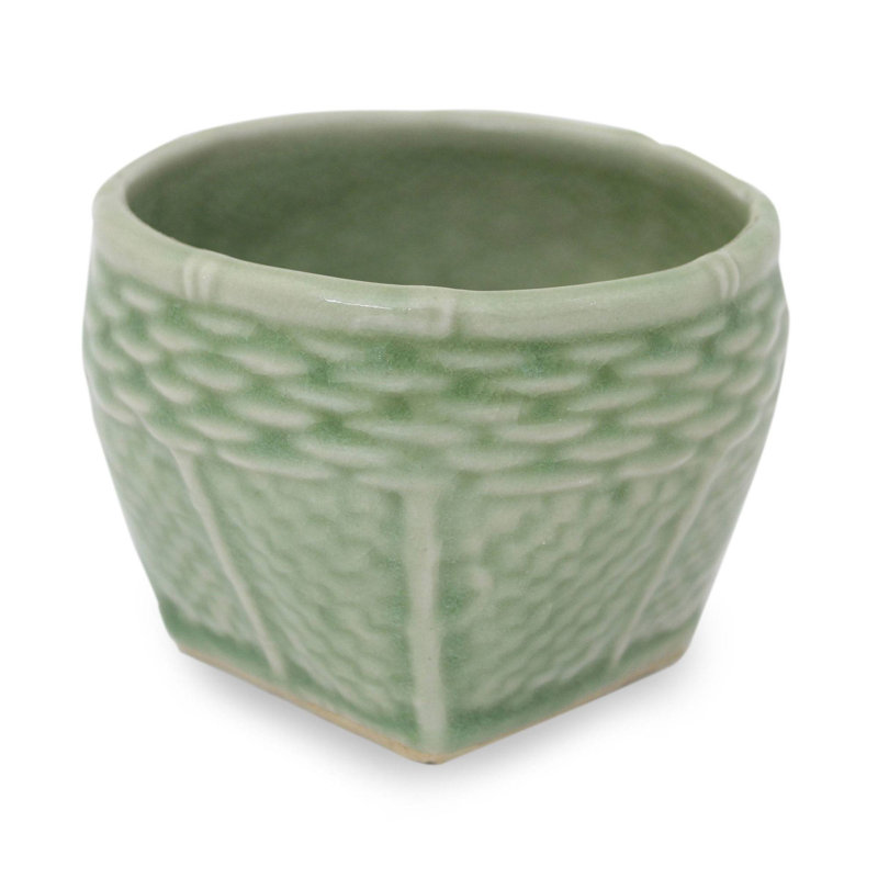 Vase en céramique et petit panier Bay Isle Home ™ (petit)