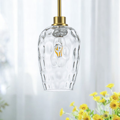 Aguilera Vintage Glass Pendant Light Kitchen Island With Hand-Blown Hammered Clear Glass Lampshade