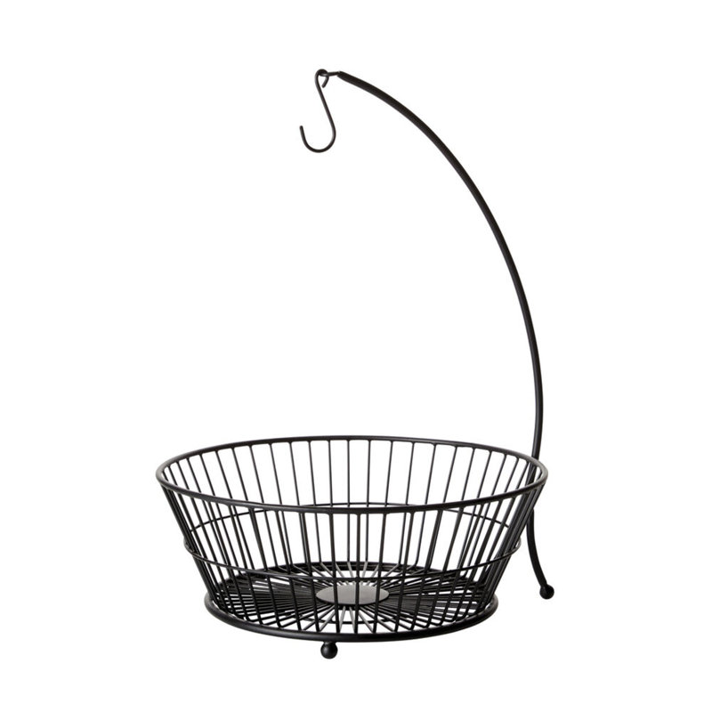 Black Iron 2-Tier Basket with Banana Hook
